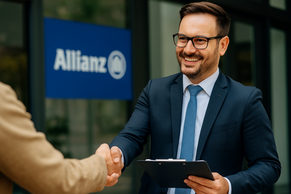 Un courtier en assurance, illustrant le rôle d’accompagnement et de conseil personnalisé face aux solutions d’assurance en ligne.